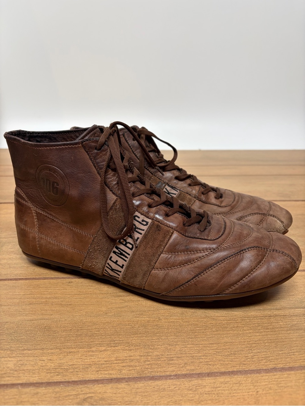 Dirk Bikkembergs Leather Soccer Herrenschuhe High Top Trainers Mens EU 45